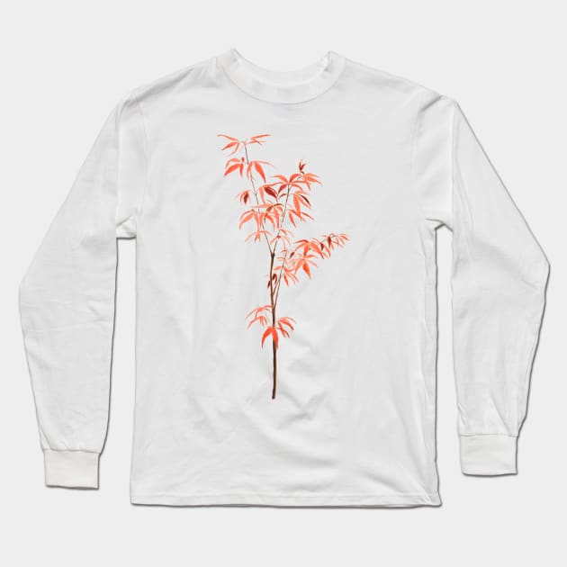 red Japanese dwarf maple tree watercolor Long Sleeve T-Shirt by colorandcolor